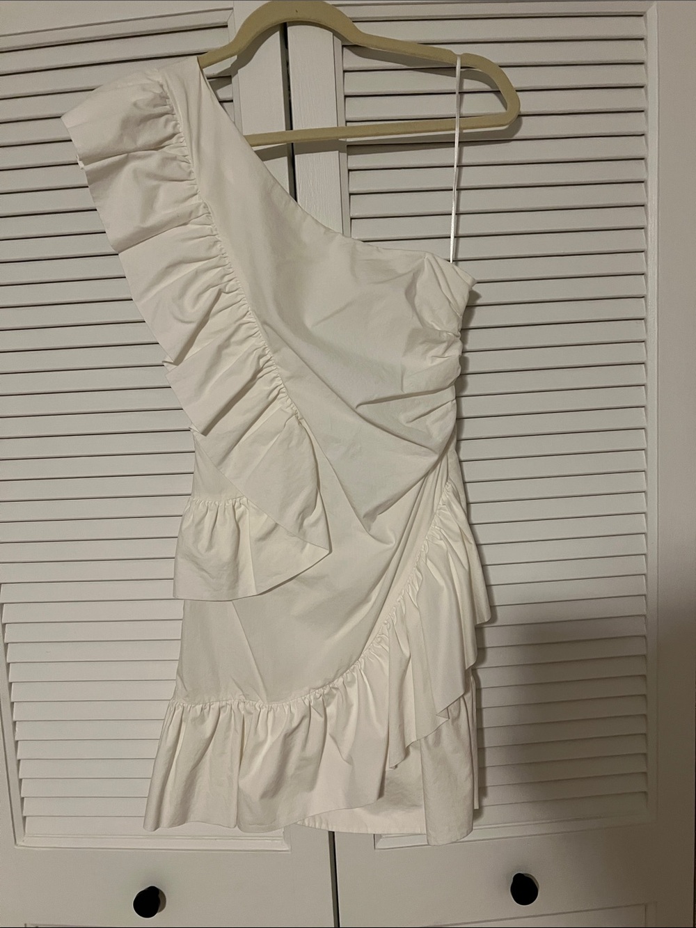 Maeve One-Shoulder White Ruffle Dress